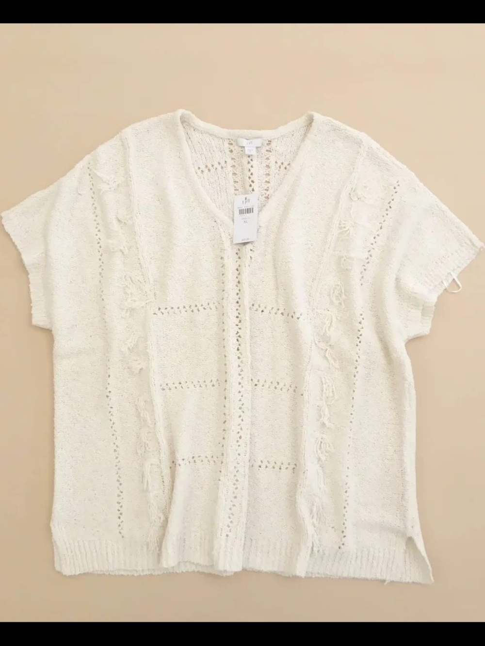 NWT J. Jill Barley Open-Front Crochet Top